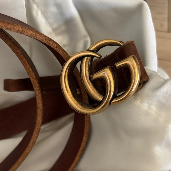 Gucci Double G thin brown belt sz80 - Picture 2 of 7